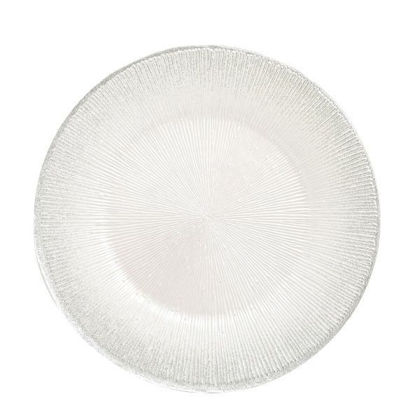 フラッシュ プレート 28cm クリア＆シルバー | Vetro Felice - 幸せの