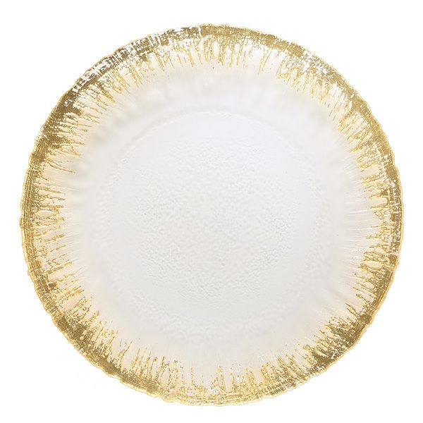 フラッシュ プレート 28cm クリア＆ゴールド | Vetro Felice - 幸せの