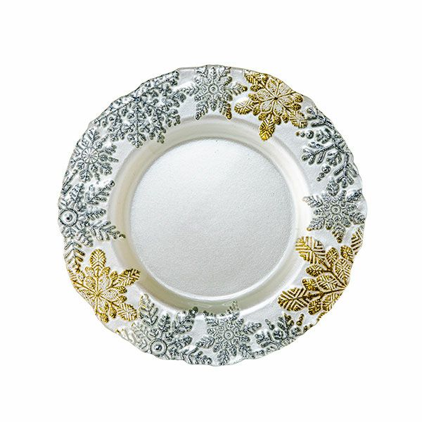 スノー プレート 22cm ホワイト | Vetro Felice - 幸せのガラス